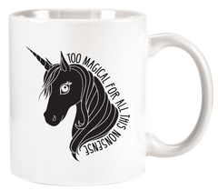 Too Magical Unicorn Coffee Mug Black  on White