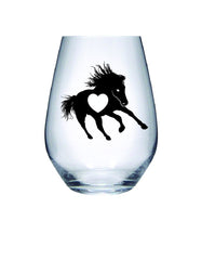Heart of the Horse 17 ounce Crystal Stemless Wine/Cocktail/beverage Glass
