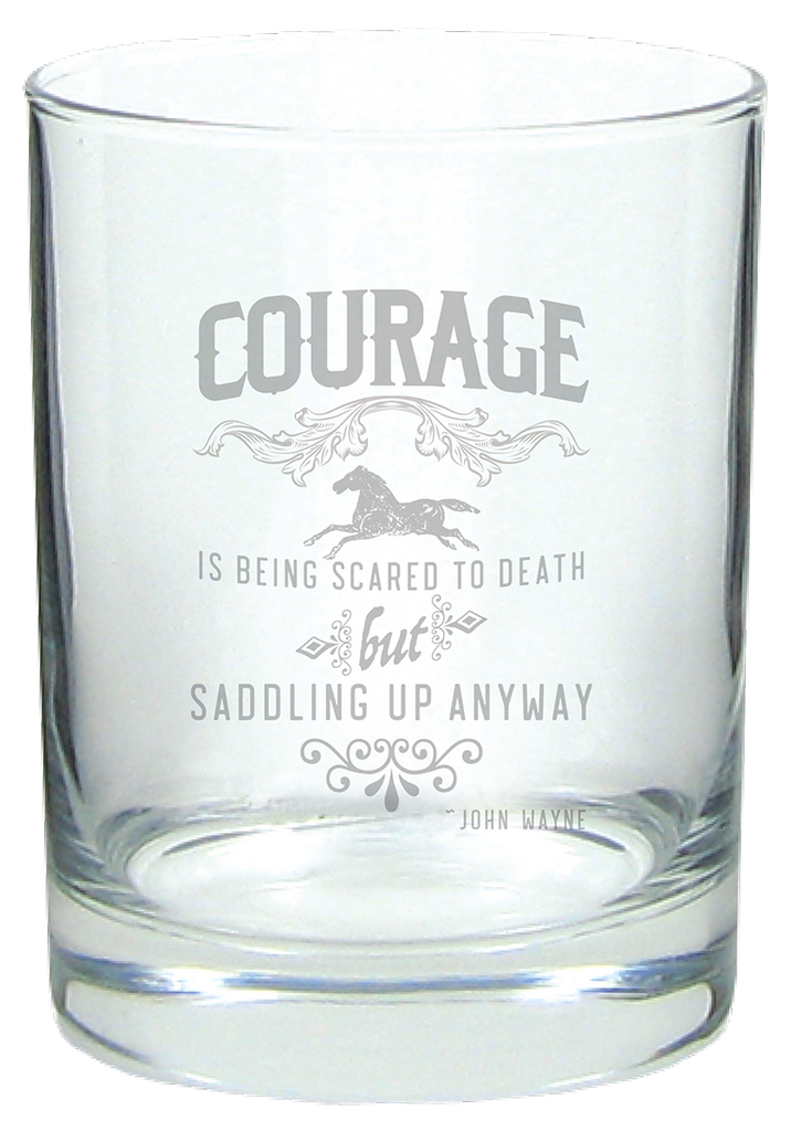 John Wayne Horse Quotes Bourbon Glasses: Courage