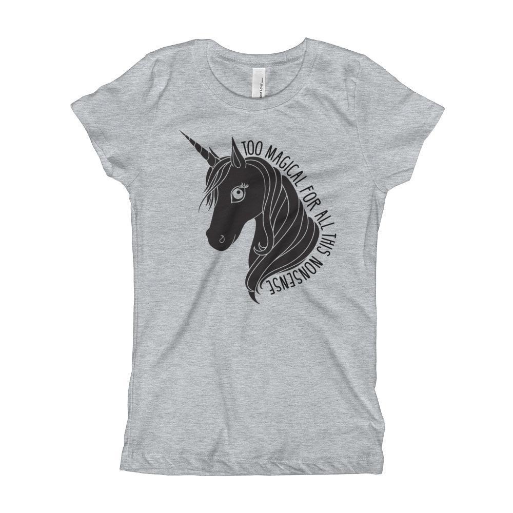 Too Magical Unicorn Girls' T Shirt Black Print