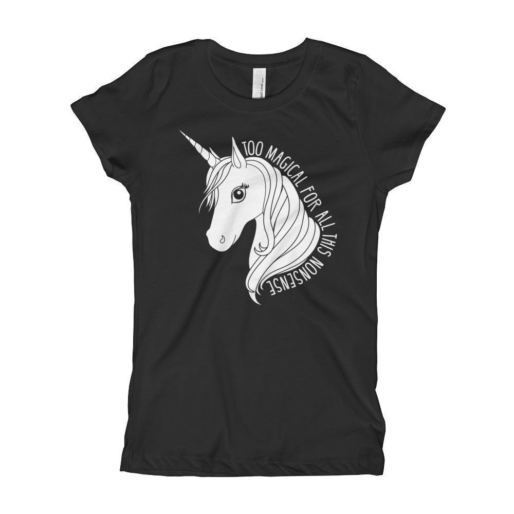 Too Magical Unicorn Girl's T Shirt White Print