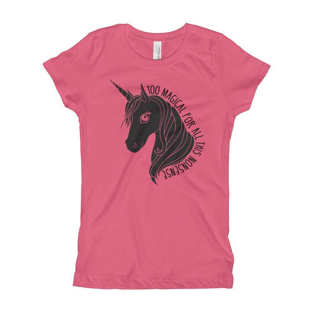 Too Magical Unicorn Girls' T Shirt Black Print